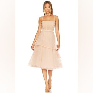 BCBGMaxAzria Blush Tiered Tulle Midi Dress